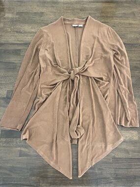 Chico's Travelers Brown Open-Front Draped Cardigan Womens Size 1 or 10